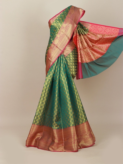 

Pothys Green & Pink Paisley Zari Art Silk Banarasi Saree