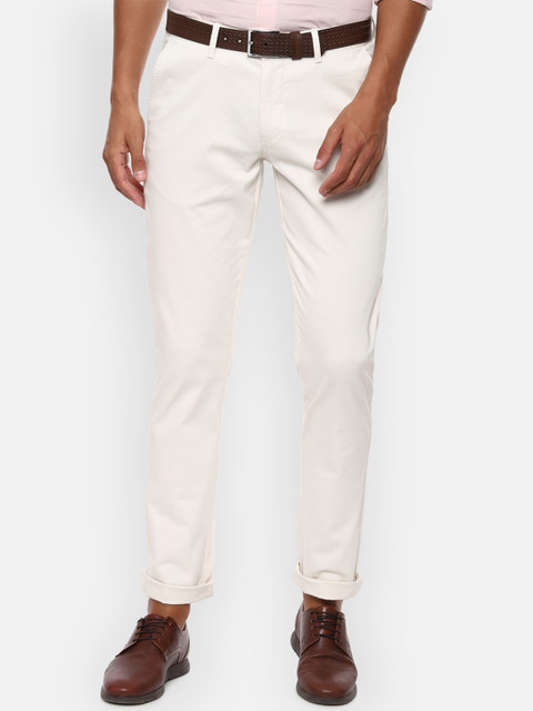

Van Heusen Sport Men Cream-Coloured Textured Slim Fit Regular Trousers Regular Trousers