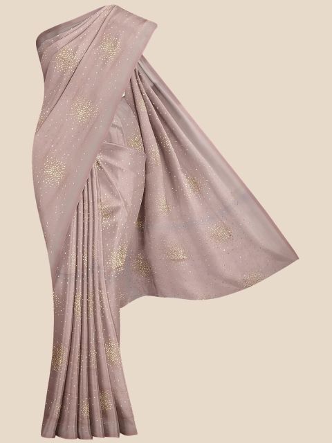 

KLM Fashion Mall Mauve Embellished Beads and Stones Poly Georgette Saree