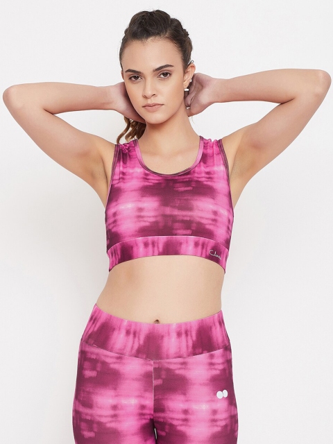 

Clovia Pink & Purple Abstract Full Coverage Lightly Padded Workout Bra