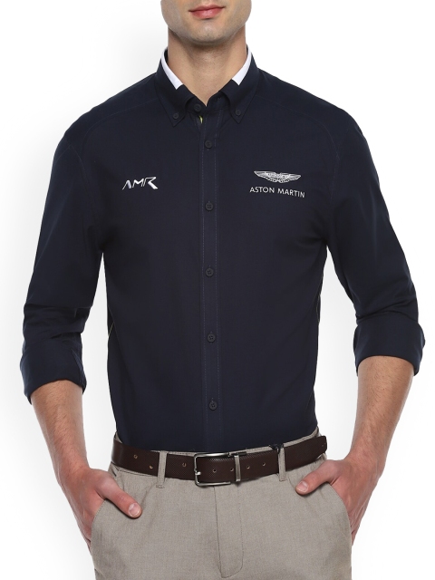 

HACKETT LONDON Men Navy Blue Solid Casual Shirt