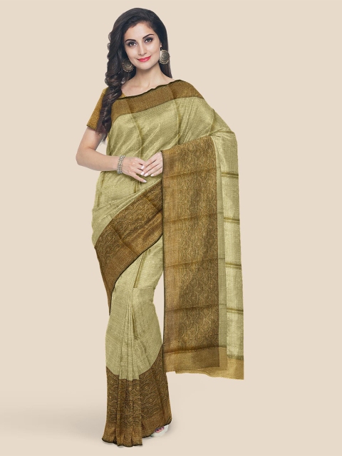 

Kalamandir Khaki & Beige Woven Design Silk Blend Banarasi Saree