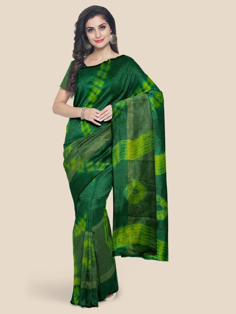 

KLM Fashion Mall Green Tie and Dye Saree