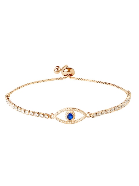 

Moon Dust Women Gold-Toned & White Brass Evil Eye Charm Bracelet