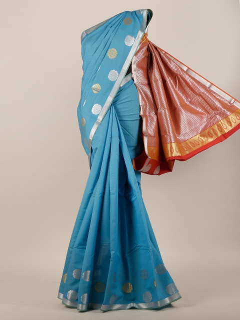 Pothys Blue & Red Zari Art Silk Saree