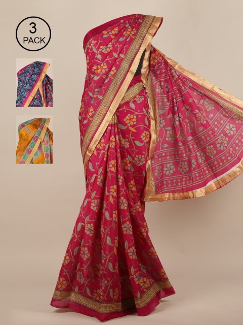 

Pothys Pack of 3 Cotton Blend Saree, Blue