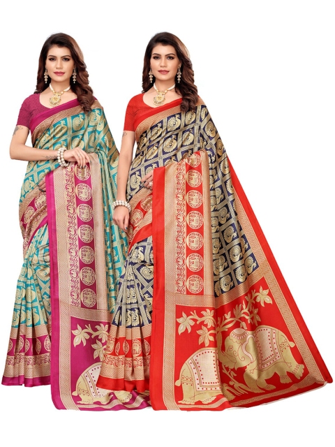 

KALINI Pack of 2 Ethnic Motifs Art Silk Saree, Multi