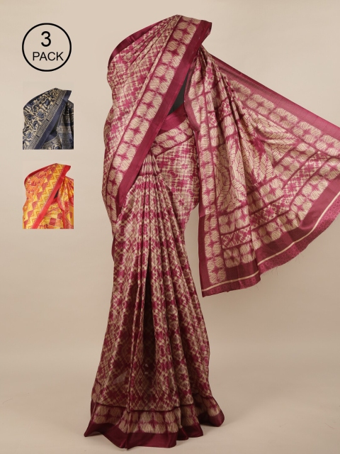

Pothys Pack of 3 Jute Silk Saree, Grey