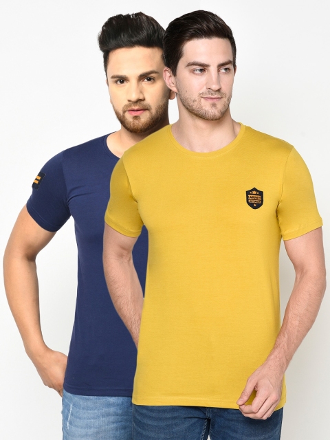 

ELEGANCE Men Mustard Yellow & Blue 2 T-shirt