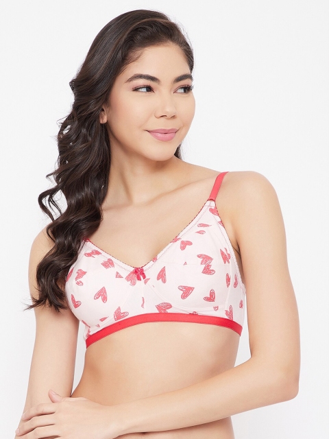 

Clovia Pink & White Geometric Full Coverage Everyday Bra BR0185T0432B