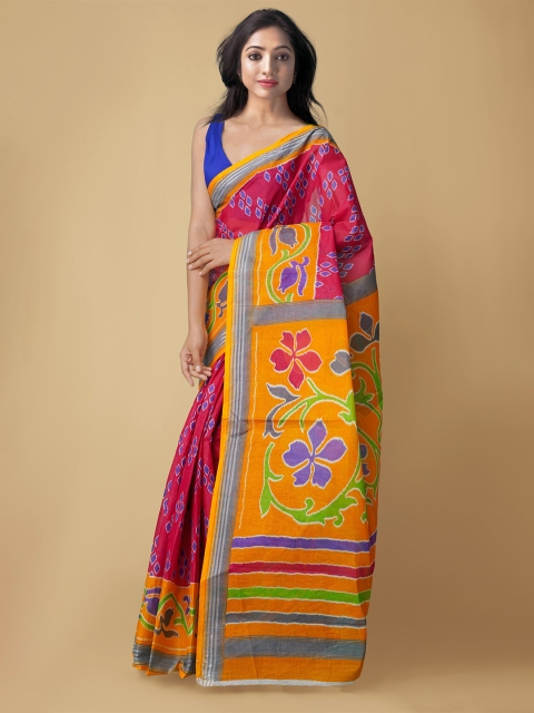 

Unnati Silks Pink & Yellow Pure Cotton Kovai Saree