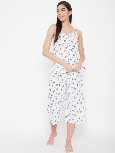 

Clovia Women White & Black Printed Night suit