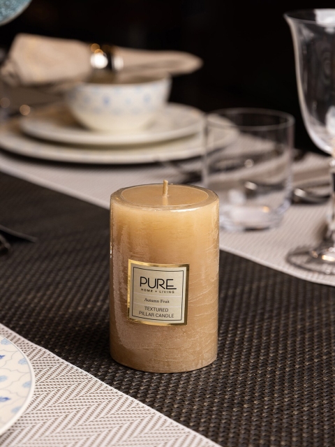 

Pure Home and Living Beige Textured Pillar Candle