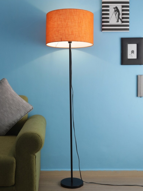 

SANDED EDGE Orange & Black Contemporary Club Lamp with Shade