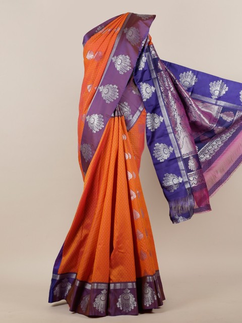 

Pothys Orange & Silver Woven Design Zari Art Silk Saree