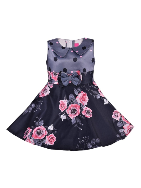 

Wish Karo Pink Floral Peter Pan Collar Satin Dress