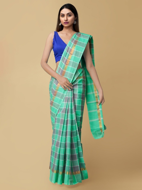 

Unnati Silks Women Green & Gold-Toned Pure Mangalagiri Cotton Sustainable Saree