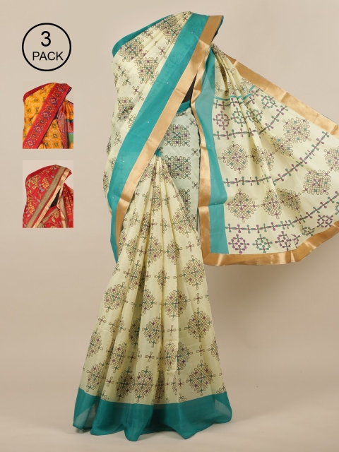 

Pothys Multicoloured Set of 3 Saree, Multi