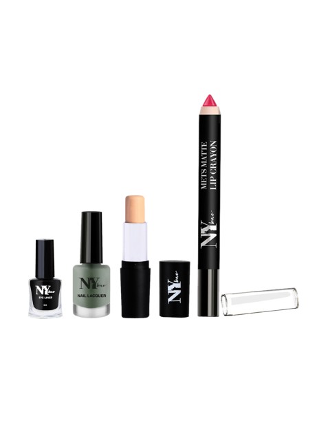 

NY Bae 4 Pcs Color Corrector Stick Liquid Eyeliner Nail Enamel Lip Crayon Makeup Kit 18.6g, Multi