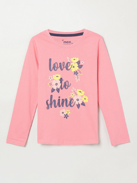 

max Girls Coral Printed T-shirt