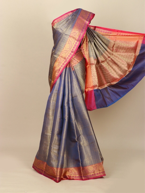 

Pothys Blue & Pink Paisley Zari Art Silk Banarasi Saree