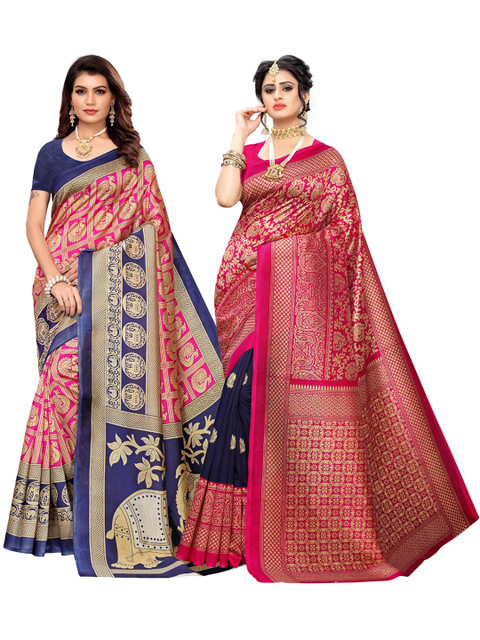 

KALINI Multicoloured Pack of 2 Ethnic Motifs Art Silk Saree, Multi