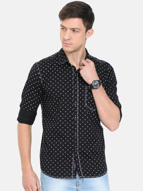 HERE&NOW Men Black Slim Fit Printed Casual Shirt