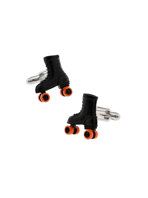 

The Tie Hub Silver-Toned & Black Roller Skate Quirky Cufflink
