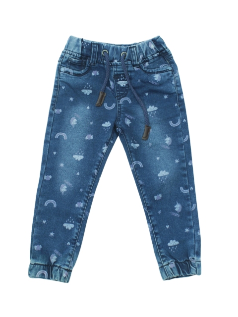 

Lil Lollipop Girls Blue Printed Jogger Jeans