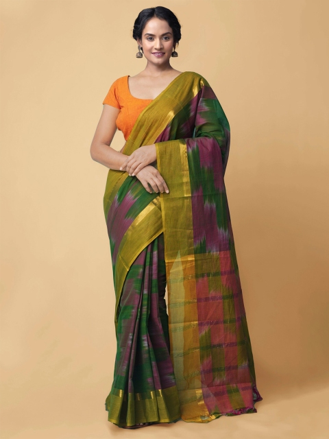 

Unnati Silks Red & Green Art Silk Baluchari Saree
