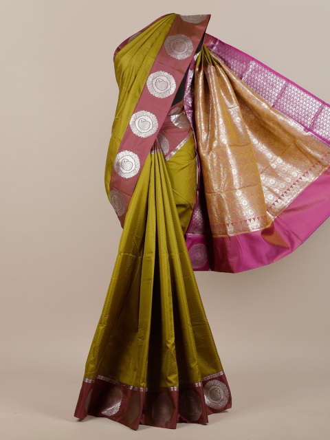 

Pothys Olive Green & Pink Woven Design Art Silk Saree