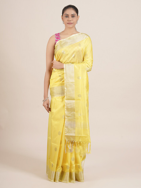 

Pothys Yellow Woven Design Pure Silk Uppada Saree