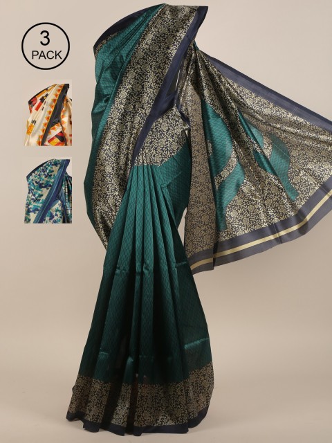 

Pothys Pack of 3 Printed Jute Silk Saree, Multi