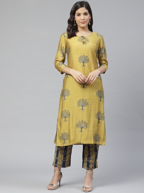 

Ishin Women Green Ethnic Motifs Embroidered Pleated Sequinned Kurta with Trousers