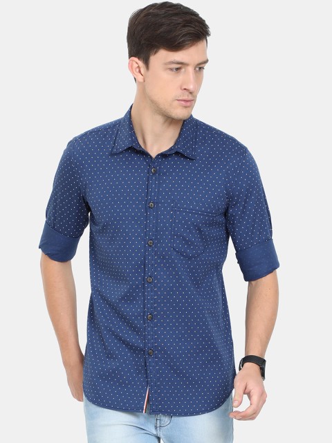 

HERE&NOW Men Blue Slim Fit Printed Cotton Casual Shirt