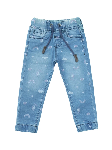 

Lil Lollipop Girls Blue Light Fade Printed Cotton Jeans