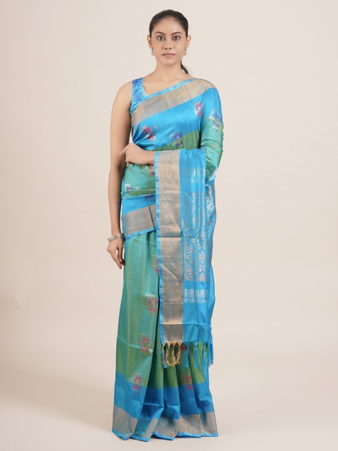 

Pothys Blue & Green Pure Silk Uppada Saree