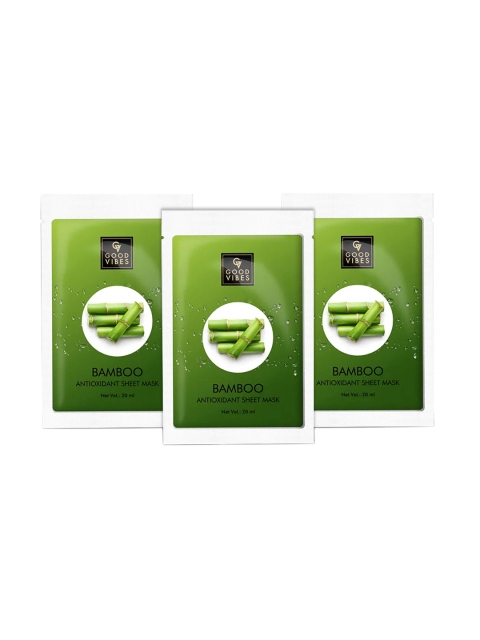 

Good Vibes Pack of 3 Bamboo Antioxidant Sheet Mask, Transparent