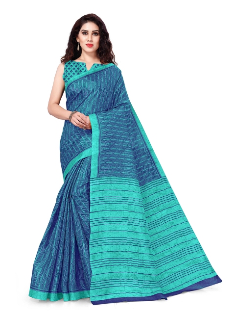 

KALINI Teal Ethnic Motifs Art Silk Saree