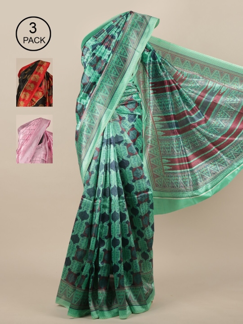 

Pothys Multicoloured Set of 3 Jute Silk Saree, Multi