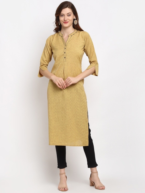 

Lovely Lady Women Beige Kantha Work Kurta