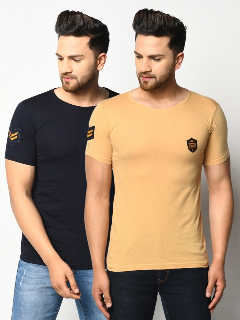 

ELEGANCE Men Pack of 2 Applique T-shirt, Multi