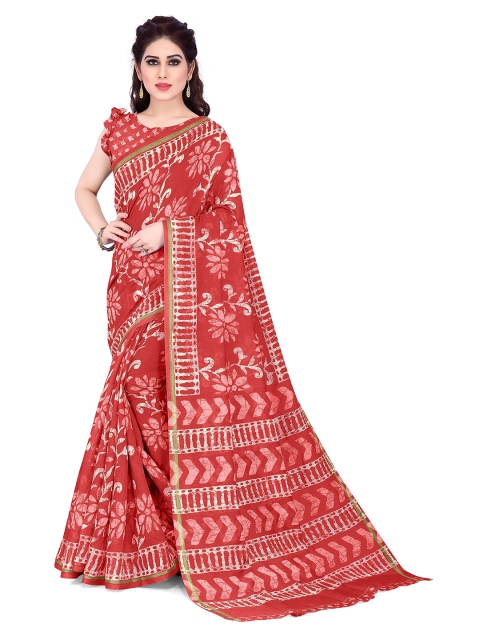 

KALINI Red & White Floral Bagh Saree