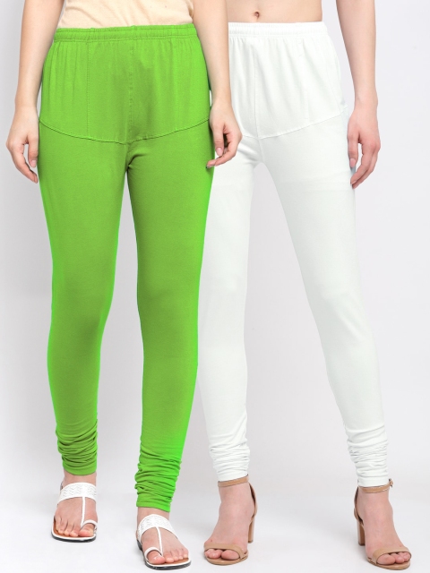 

KLOTTHE Women Pack Of 2 Solid Churidar-Length Cotton Ankle-Length Leggings, Off white