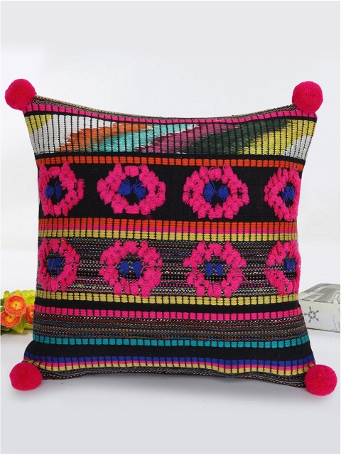 

Mezposh Pink & Yellow Striped Square Cushion Covers