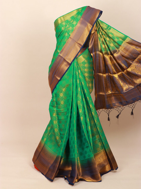 

Pothys Green & Gold Woven Design Zari Art Silk Banarasi Saree