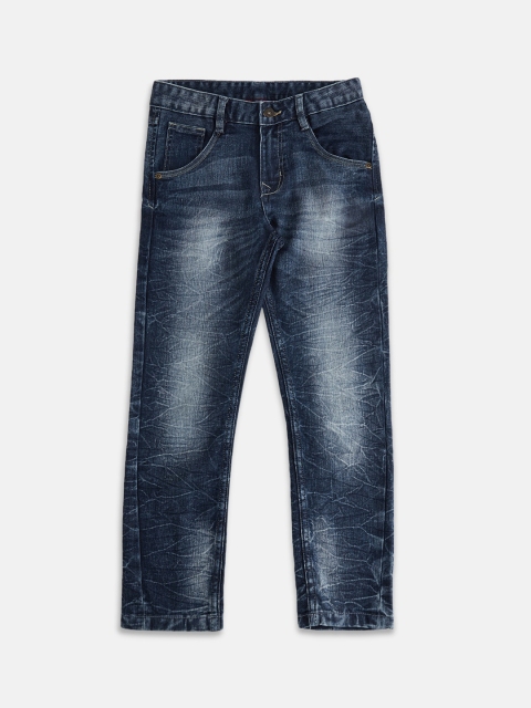 

Pantaloons Junior Boys Blue Tapered Fit Heavy Fade Jeans
