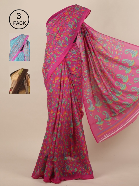 

Pothys Pack Of 3 Multicoloured Floral Saree, Multi