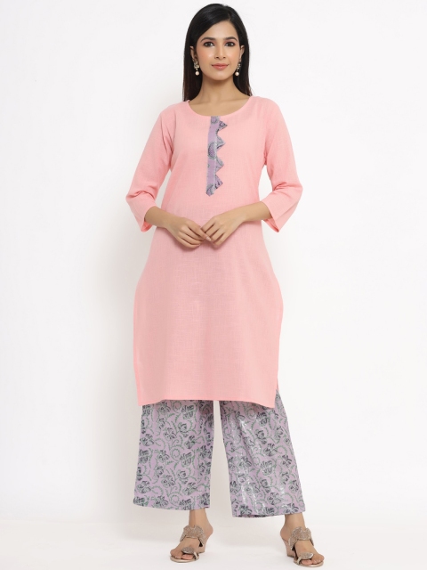 

Aprique FAB Women Pink Floral Kurta with Palazzos