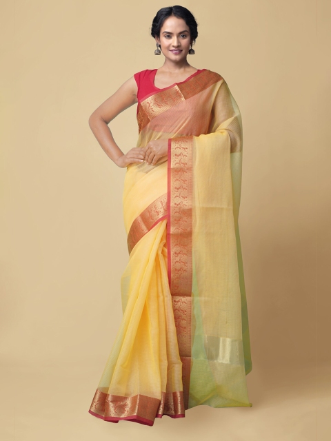 

Unnati Silks Yellow Zari Silk Blend Kota Saree